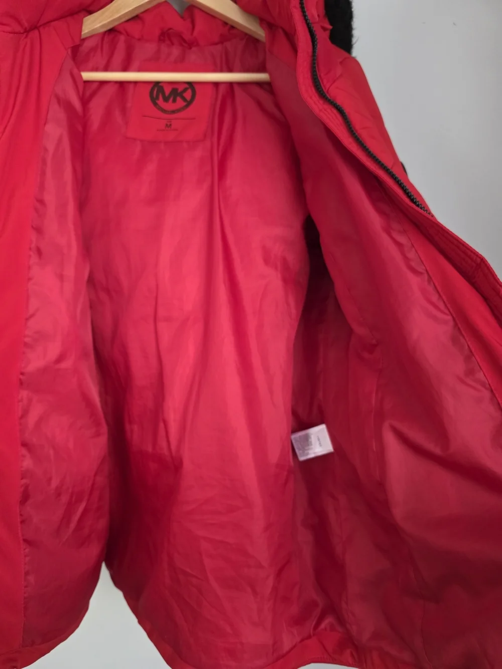 Michael Kors Red Puffer Jacket Belted Hooded M RRP $350 EUC